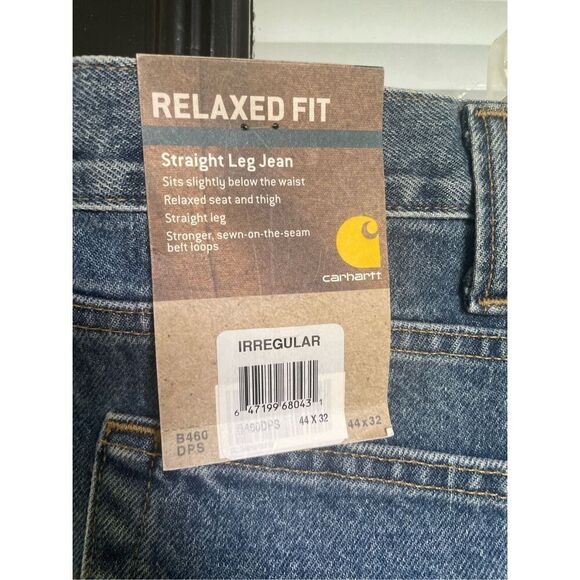 NWT Carhartt Men’s Straight Leg Relaxed Fit Jeans 44x32 - Picture 10 of 14